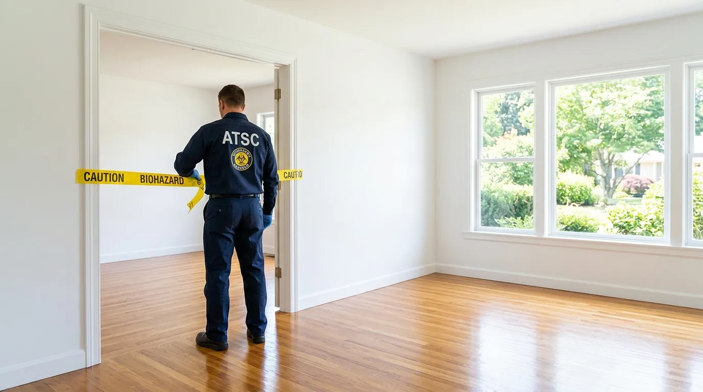 Certified biohazard cleanup crew performing Decomposition Cleanup in East Point